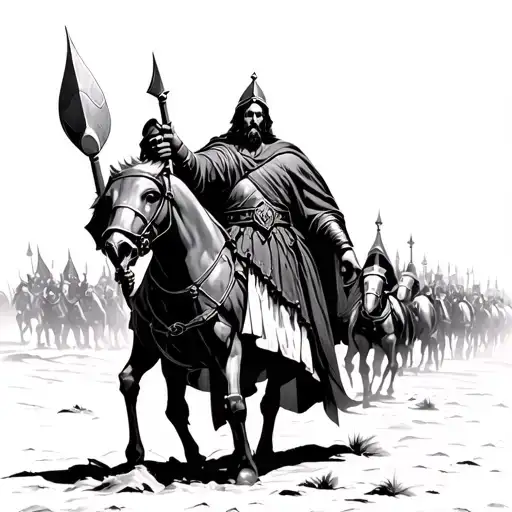 King Baldwin leading his crusader army in the desert tattoo design idea