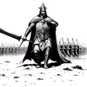 King Baldwin leading his crusader army in the desert tattoo design idea