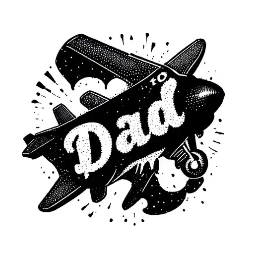 plane fading out of existence, delicate text saying Dad tattoo design idea