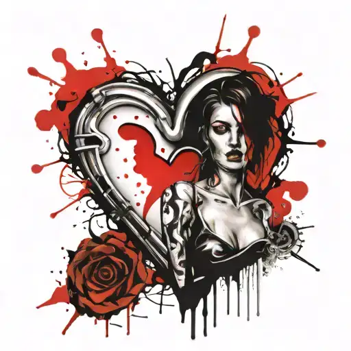 chrome heart symbolizing love tattoo design idea