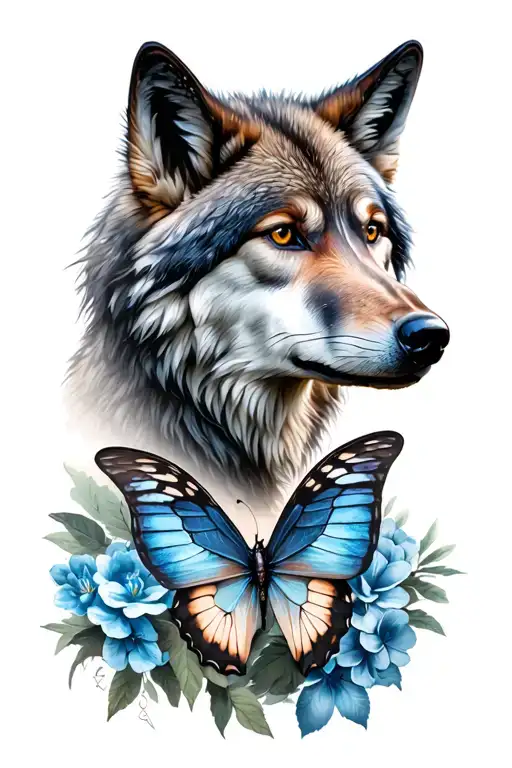 memorial for grandma butterflies and wolf head tattoo holding tattoo design idea