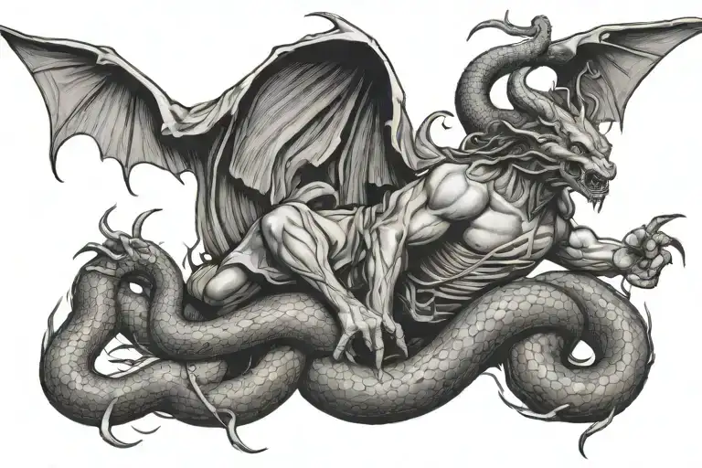 Lucifer falling, Snakes tattoo design idea
