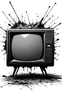 a single retro television with static spilling out of it tattoo design idea
