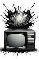 a single retro television with static spilling out of it tattoo design idea