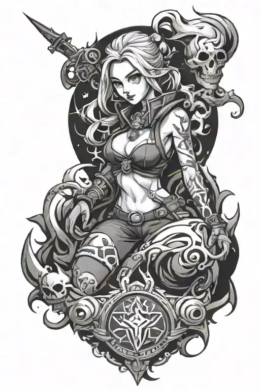arcane jinx league of legends tattoo design idea