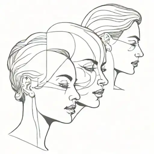 profile three faces overlapping to make your own tattoo design idea