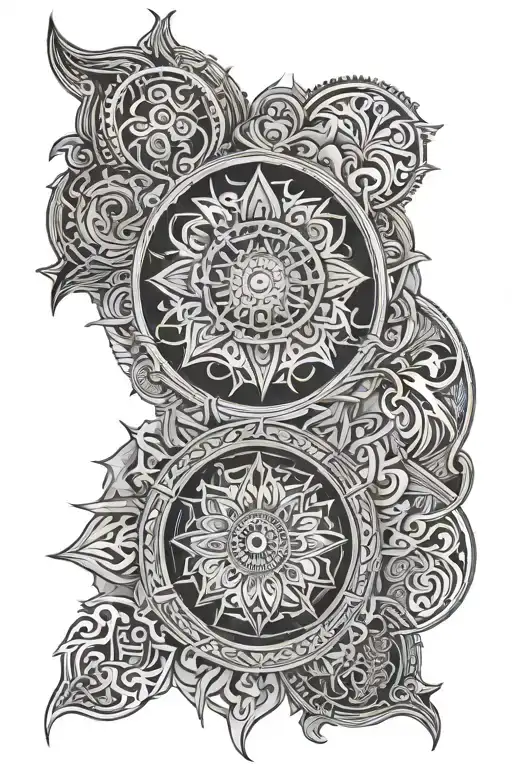 spirituality. viking symbols incorporated into the design. mandalas  tattoo design idea