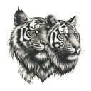 tiger and eagle head tattoo design idea