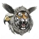 tiger and eagle head tattoo design idea
