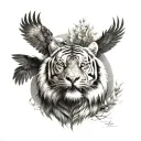 tiger and eagle head tattoo design idea