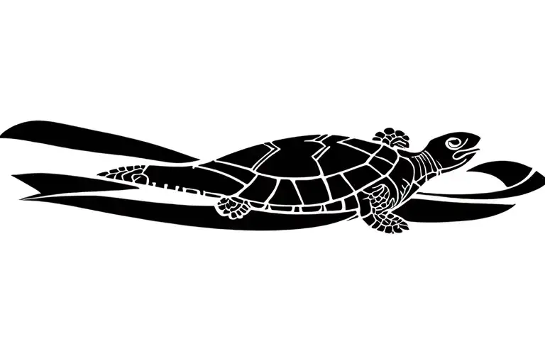 polynesian band tattoo with turtle swimming tattoo design idea