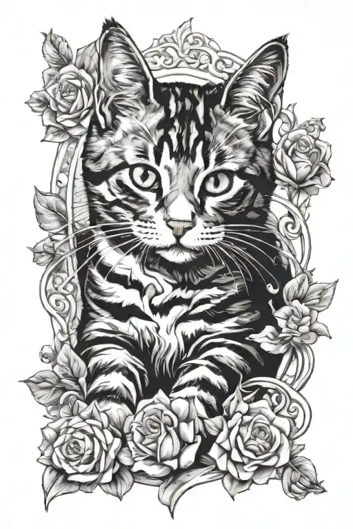 Calico Cat playing tattoo design idea