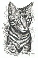 Calico Cat playing tattoo design idea