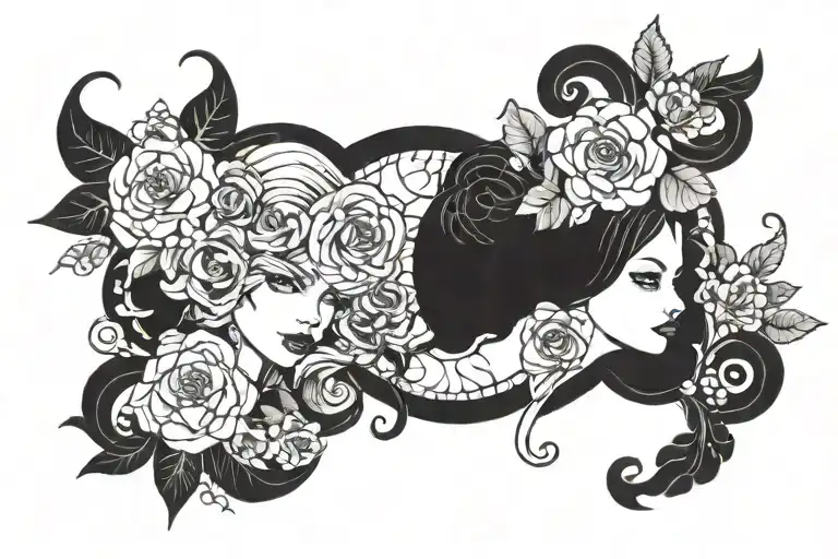 2 daughters tattoo design idea