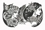 2 daughters tattoo design idea