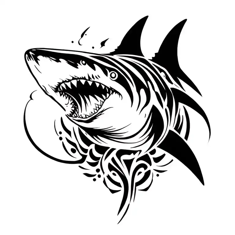 shark made entirely tattoo design idea