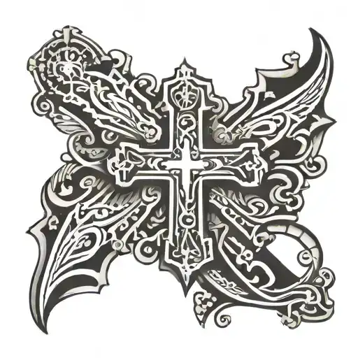 Orthodox cross with inscription tattoo design idea