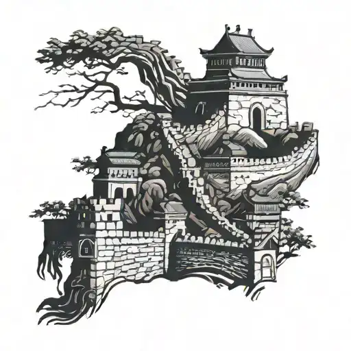 great wall of china tattoo design idea