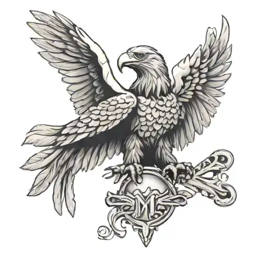 Roman eagle with text memento mori tattoo design idea