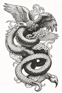 snake and eagle are fighting, the snake wrapped around the eagle tattoo design idea