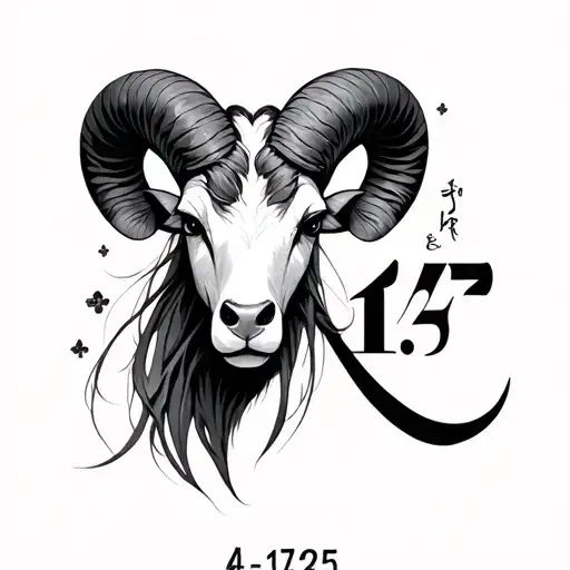 "4-17-25" aries zodiac sign japanese inspired tattoo design idea
