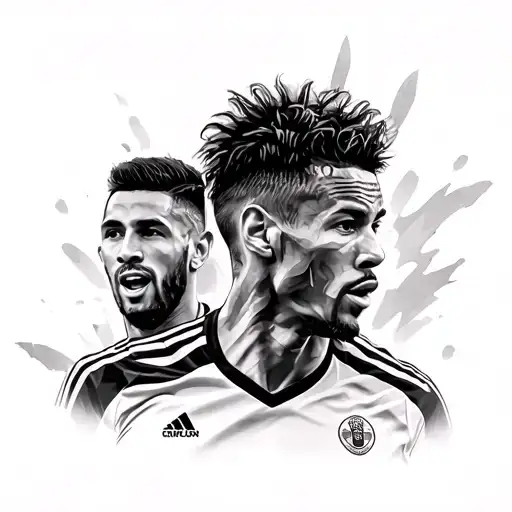 Messi, Neymar Jr, Ronaldo, James, Pelé, Maradona tattoo design idea