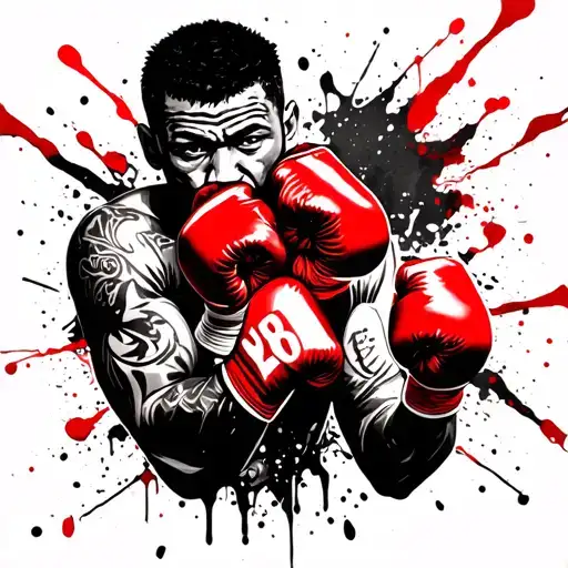 A boxer-gambling fighter who faces many monsters. tattoo design idea