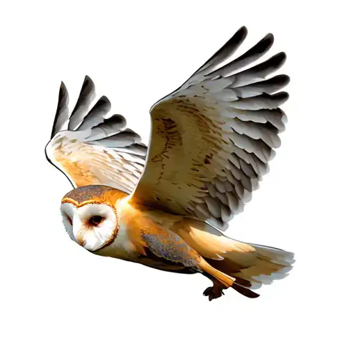 Barn owl flying tattoo design idea