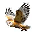 Barn owl flying tattoo design idea