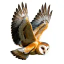 Barn owl flying tattoo design idea