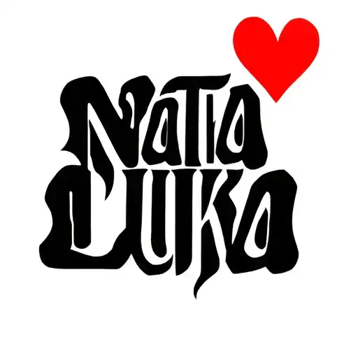 two word tattoo " Nata Luka " and between them a simple heart. make this tattoo in gothic style tattoo design idea