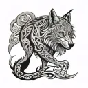 Celtic wolf tattoo design idea