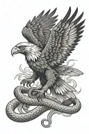 eagle fights snake tattoo design idea