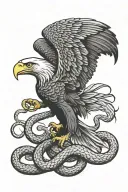 eagle fights snake tattoo design idea