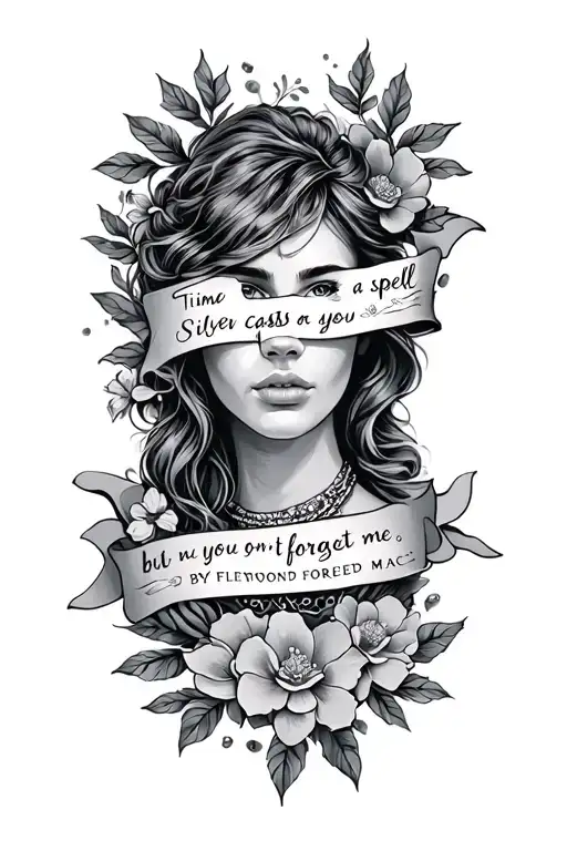 tattoo that represents Silver Springs by Fleetwood Mac that says "time casts a spell on you but you won't forget me" tattoo design idea