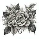 create a tatoo representing two sides. one bright, sunny and floral. the other dark, cloudy and dreary on top of a cloud tattoo design idea