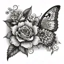 create a tatoo representing two sides. one bright, sunny and floral. the other dark, cloudy and dreary on top of a cloud tattoo design idea
