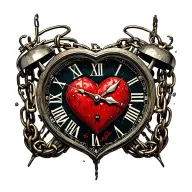 "Mélanie" clock heart chains tattoo design idea