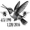 "4/5/1950-1/28/2016" "4/5/1950-1/28/2016" hummingbird and bees flying tattoo design idea