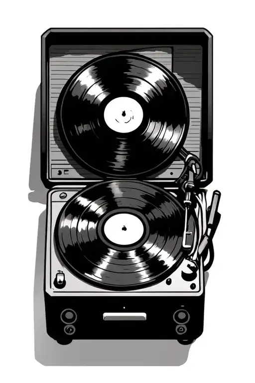 vintage record player with reggae music fillers tattoo design idea