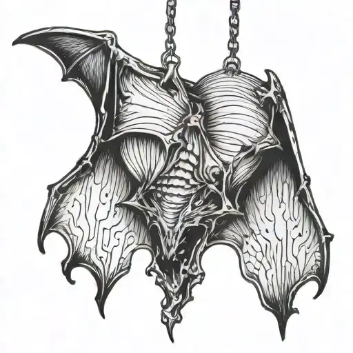 bat hanging upside tattoo design idea
