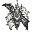 bat hanging upside tattoo design idea