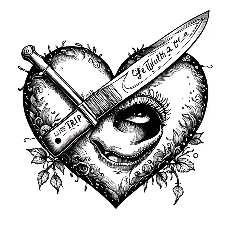 lifes a trip with a knife in a heart tattoo design idea