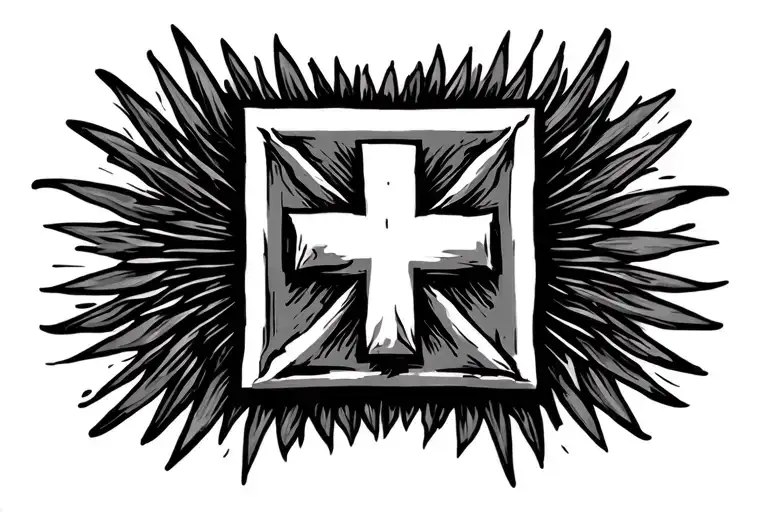 Jerusalem cross surrounded tattoo design idea