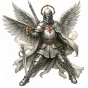 templar knight with sword and archangel wings tattoo design idea