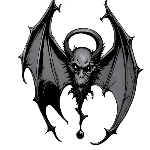gothic semicolon bat tattoo design idea