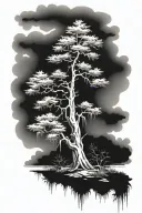 cypress tree, bayou, January and December birth flower tattoo design idea