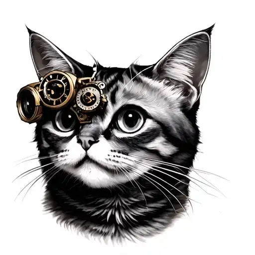 Steampunk Cat tattoo design idea