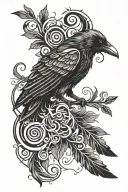 Raven and Spiral tattoo design idea