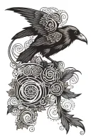 Raven and Spiral tattoo design idea